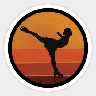 Ice Skater Gracefully Gliding over the Sunset Sticker